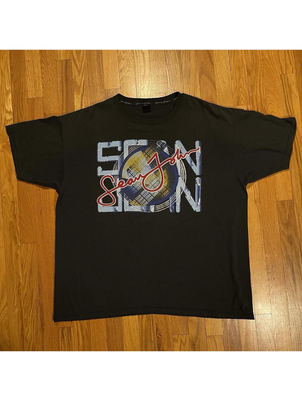 Sean John Vintage Tee Shirt  Double Sides Spellout Graphic Print Rap Tee 2XL XXL